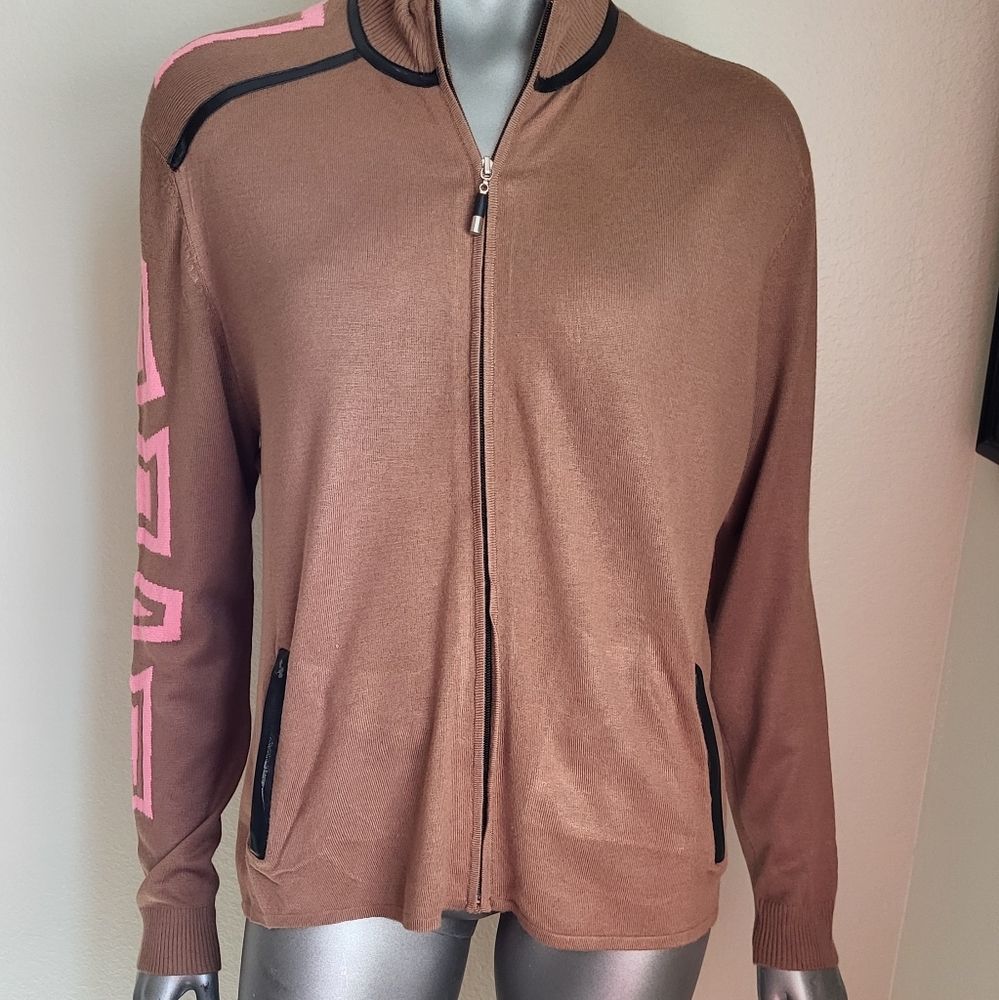 300. NWT Jamie Sadock Zip Up Brown Cardigan Size Medium